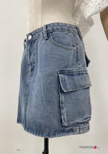 Denim Minirock aus Baumwolle mit Taschen mit Reißverschluss - ph 2