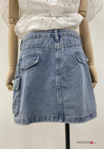 Denim Minirock aus Baumwolle mit Taschen mit Reißverschluss - ph 3