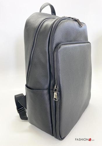 Sac à dos en Cuir Véritable unisex avec poches avec fermeture éclair avec doublure pour ordinateur avec ceinture - ph 2