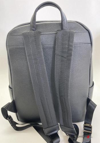 Sac à dos en Cuir Véritable unisex avec poches avec fermeture éclair avec doublure pour ordinateur avec ceinture - ph 4