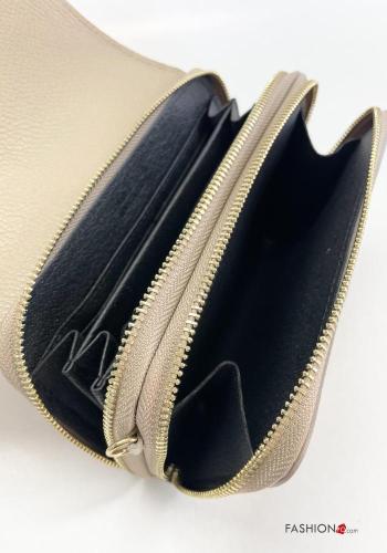 Bolsa de hombro de Cuero Genuino con hebilla con cremallera con forro con billetera con bolsillos con monedero con bandolera - ph 5