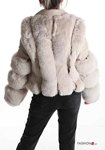 Cazadora estilo biker piel sintética imitación de cuero con hebilla con cremallera - ph 2