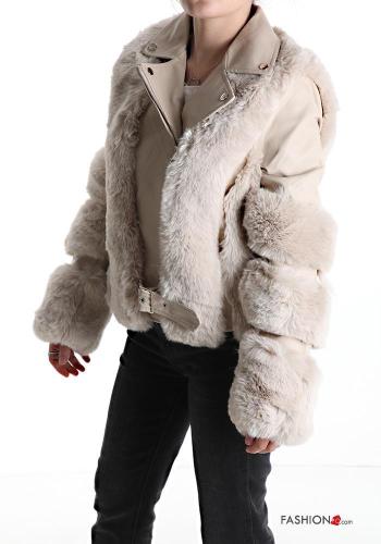 Cazadora estilo biker piel sintética imitación de cuero con hebilla con cremallera - ph 3