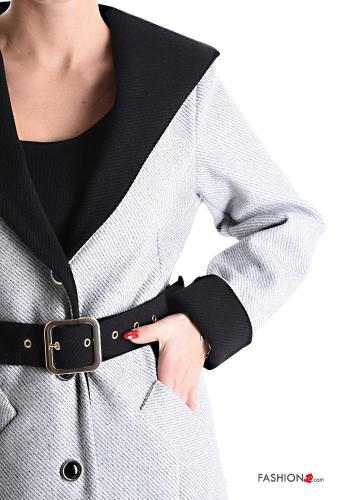 Casaco com capuz com cinto com bolsos com botões com forro - ph 4