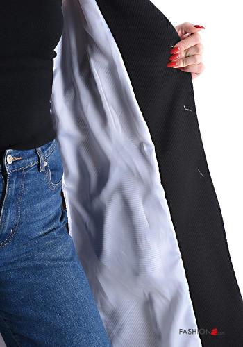 Casaco com capuz com cinto com bolsos com botões com forro - ph 5