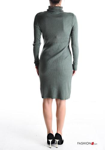 Vestido manga larga canalé por la rodilla de cuello alto - ph 2