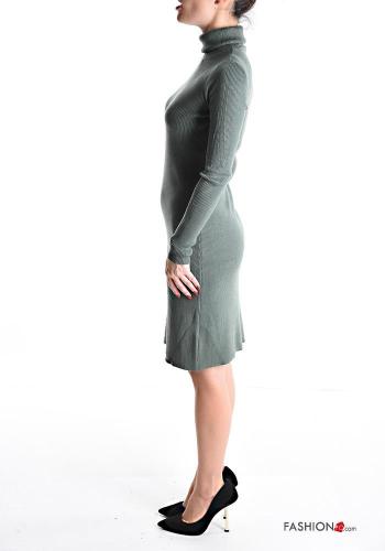 Vestido manga larga canalé por la rodilla de cuello alto - ph 3