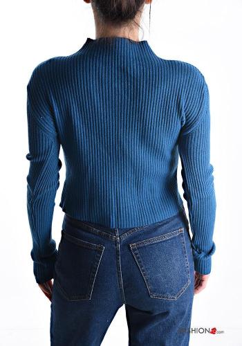 Maglione maniche lunghe costine corto a collo alto - ph 2