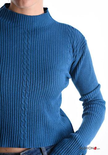 Maglione maniche lunghe costine corto a collo alto - ph 4