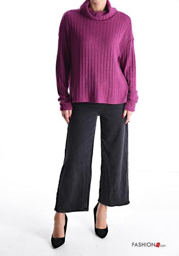 Maglione costine maniche lunghe a collo alto - ph 5