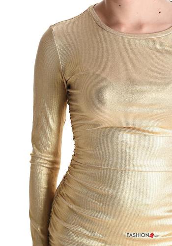 Abito maniche lunghe girocollo corto metallizzato - ph 4