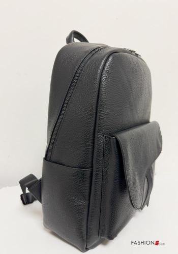 unisex mit schnalle Rucksack aus Echtes Leder mit Gürtel mit Futter mit Band mit Taschen für PC mit Reißverschluss - ph 2