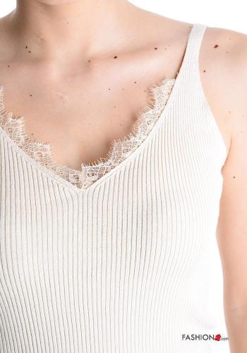 Débardeur détail dentelle Côtelé à col en V - ph 5