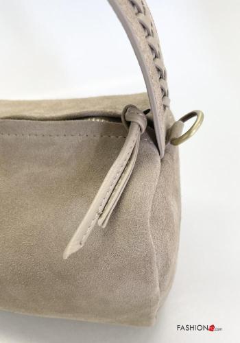 Borsa in Vera pelle camoscio con fodera con tracolla con tasche con zip - ph 3