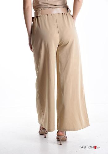 Pantalones wide leg con bolsillos con cinturón con elástico - ph 2