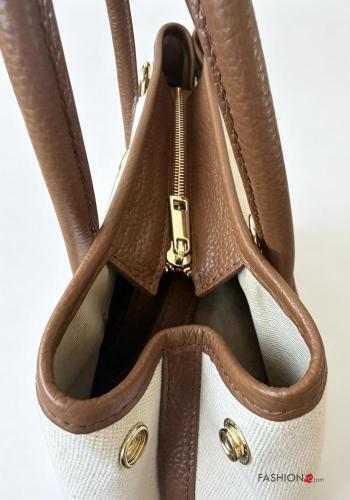 with buckle Cotton Bag with lining with shoulder strap with zip with studs - ph 3