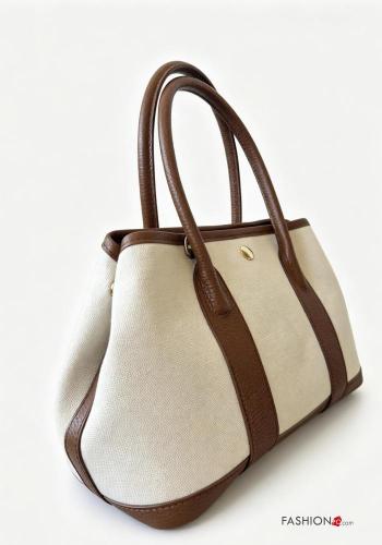 with buckle Cotton Bag with lining with shoulder strap with zip with studs - ph 4