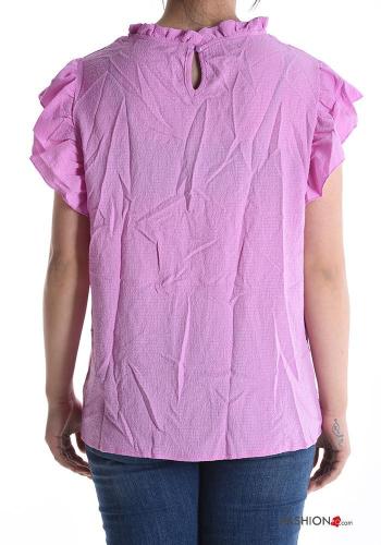 short sleeve ruffle sleeve Top with buttons - ph 2