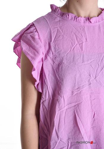 short sleeve ruffle sleeve Top with buttons - ph 4