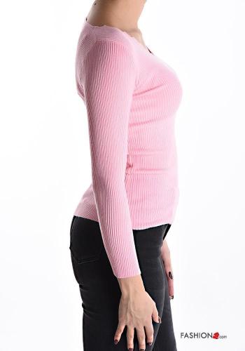 Maglione costine maniche lunghe scollo a V - ph 4