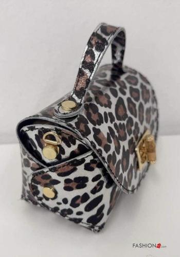 Bolso de Cuero Genuino Estampado animales con bandolera con cadena