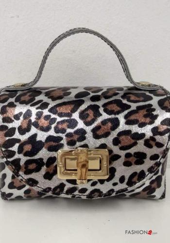Bolso de Cuero Genuino Estampado animales con bandolera con cadena - ph 2
