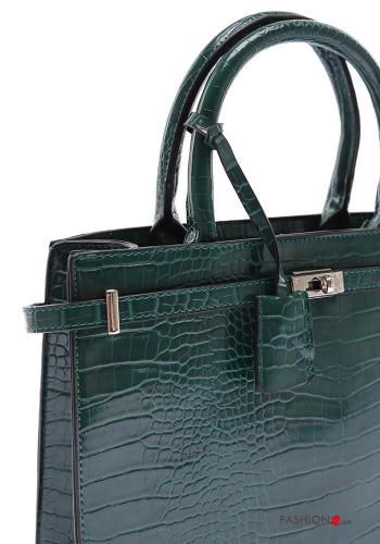 Kroko-Optik Kunstleder Handtasche mit Reißverschluss mit Schultergurt - ph 4