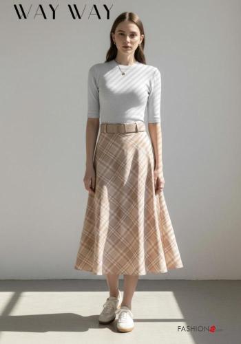 Gonna vita alta Fantasia tartan con cintura