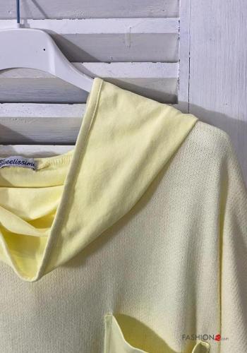Langarmshirt aus Baumwolle mit Taschen mit Kapuze - ph 6
