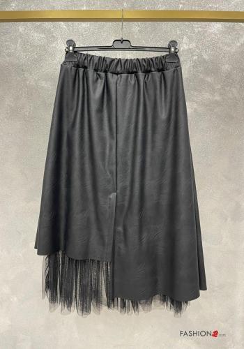 faux leather asymmetrical tulle Skirt with elastic - ph 2