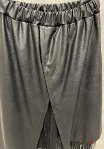 faux leather asymmetrical tulle Skirt with elastic - ph 3