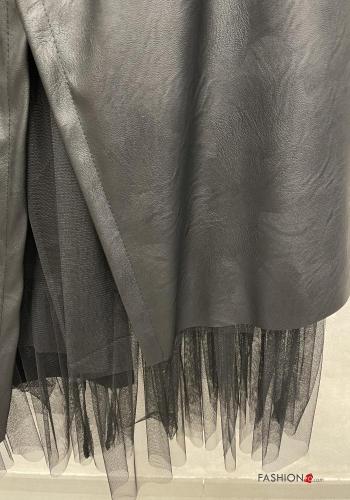 faux leather asymmetrical tulle Skirt with elastic - ph 4