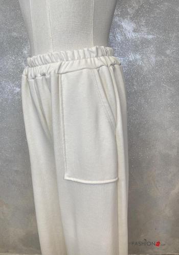 wide leg Hose aus Baumwolle mit Taschen mit gummizug - ph 3