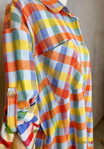 Vichy Muster Hemd aus Baumwolle mit Taschen 3/4 ärmel - ph 2