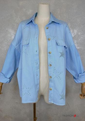 Giacca in Cotone oversize Fantasia ricamata con bottoni con tasche - ph 4