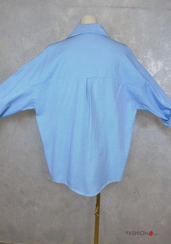 Giacca in Cotone oversize Fantasia ricamata con bottoni con tasche - ph 5