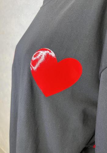 T-shirt in Cotone Fantasia cuore - ph 3