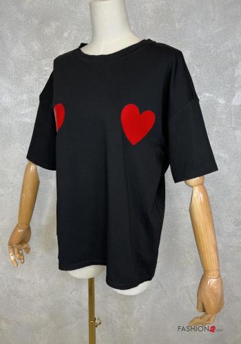 T-shirt in Cotone Fantasia cuore - ph 4