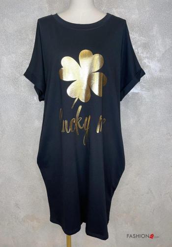 Robe en Coton manches courtes imprimé avec poches - ph 2