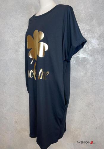 Robe en Coton manches courtes imprimé avec poches - ph 3