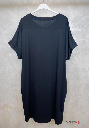 Robe en Coton manches courtes imprimé avec poches - ph 5
