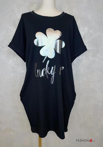 Patterned short sleeve Cotton Dress with pockets - ph 2