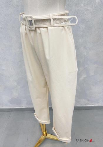 Hose aus Baumwolle mit Gürtel mit gummizug mit Taschen - ph 2