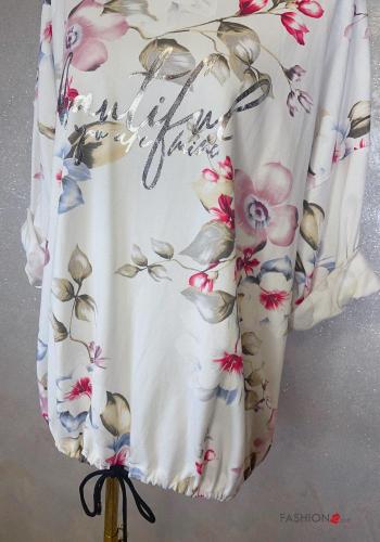 Floral Cotton Long sleeved top with drawstring - ph 3