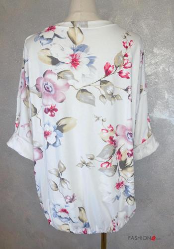 Floral Cotton Long sleeved top with drawstring - ph 4