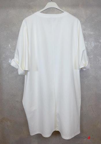 Abito in Cotone corto con tasche maniche a tre quarti - ph 5