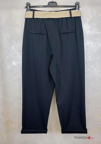 Hose aus Baumwolle mit Gürtel mit gummizug mit Taschen - ph 2