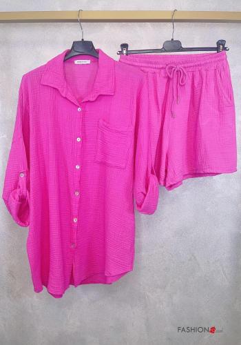 Cotton Co-ord with buttons with pockets - ph 3