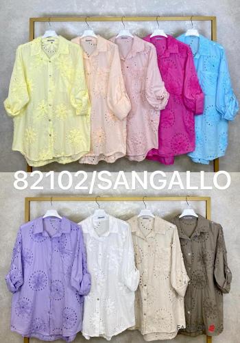 Camicia in Cotone con colletto Fantasia ricamata con bottoni - ph 3