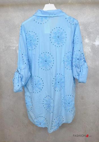 Camicia in Cotone con colletto Fantasia ricamata con bottoni - ph 5